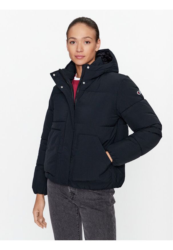 Champion Kurtka przejściowa Hooded Jacket 116921 Czarny Custom Fit. Kolor: czarny. Materiał: syntetyk