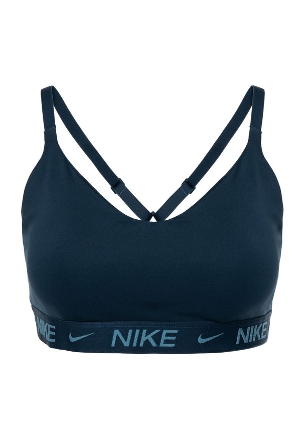 Biustonosz treningowy Nike Dri-Fit Indy Light Support. Kolor: niebieski. Technologia: Dri-Fit (Nike)