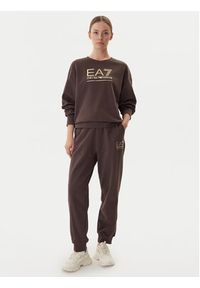 EA7 Emporio Armani Spodnie dresowe 7W000418 AF12473 U6063 Brązowy Regular Fit. Kolor: brązowy. Materiał: bawełna #3