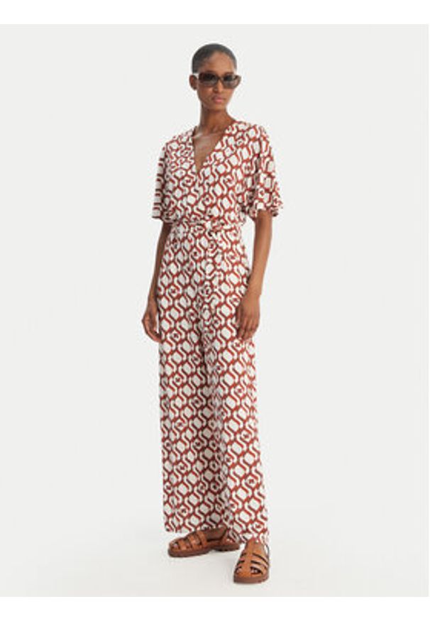 Max Mara Beachwear Kombinezon Egrege 2616641029 Miedziany Regular Fit. Kolor: brązowy. Materiał: wiskoza
