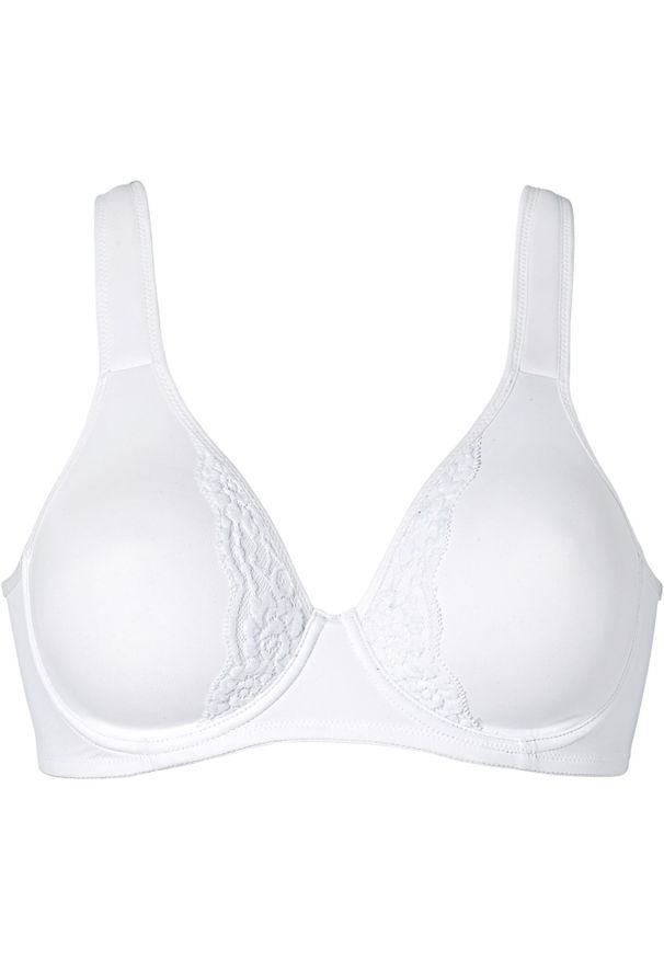 bonprix - Biustonosz minimizer z wyściełanymi ramiączkami. Kolor: biały. Rodzaj stanika: różne sposoby noszenia, wyściełane miseczki