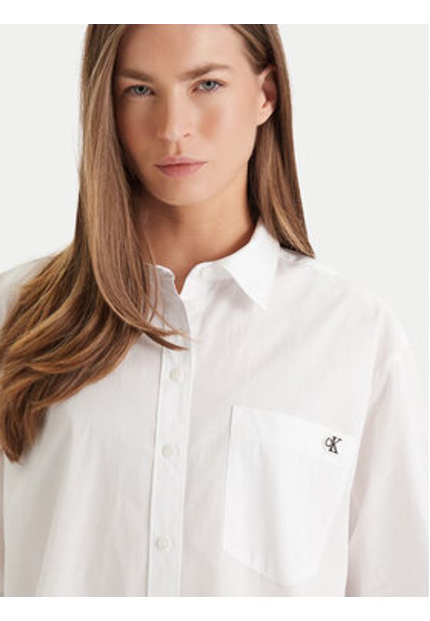 Calvin Klein Jeans Koszula LV047F102G Biały Relaxed Fit. Kolor: biały. Materiał: bawełna