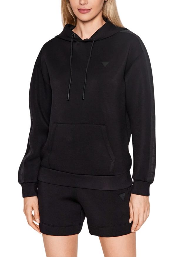 Guess - GUESS Czarna bluza z kapturem damska Brenda, Rozmiar L. Typ kołnierza: kaptur. Kolor: czarny