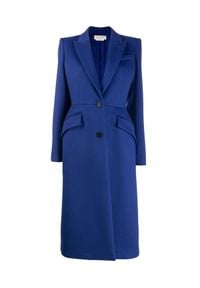 Alexander McQueen - ALEXANDER MCQUEEN - Niebieski płaszcz z wełny. Kolor: niebieski. Materiał: wełna. Styl: elegancki #6