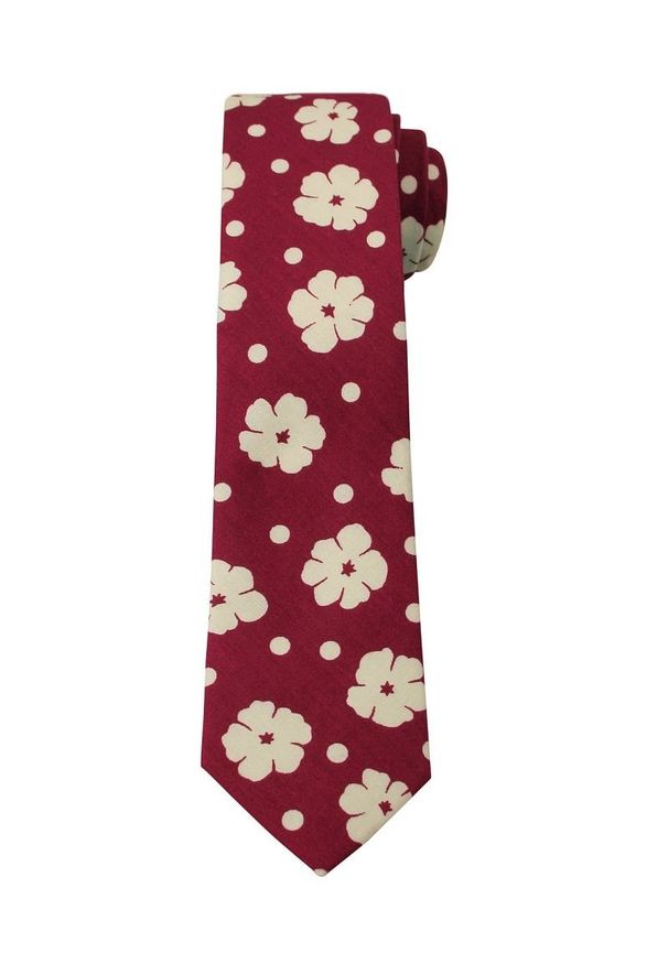 Oryginalny Krawat - 6 cm - Alties, Czerwień w Duże Kwiaty. Kolor: czerwony. Materiał: tkanina. Wzór: kwiaty. Styl: elegancki, klasyczny, wizytowy
