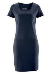 Sukienka ze stretchem, krótki rękaw bonprix ciemnoniebieski. Kolor: niebieski. Materiał: bawełna. Długość rękawa: krótki rękaw #1