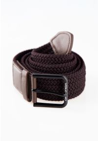 Volcano - Dzianinowy, pleciony pasek męski A-TOM. Kolor: brązowy. Materiał: dzianina. Wzór: napisy. Styl: klasyczny, elegancki #1