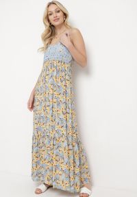 Born2be - Jasnoniebieska Wiskozowa Sukienka Maxi na Ramiączkach Rozkloszowana Nolwessa. Kolor: niebieski. Materiał: wiskoza. Długość rękawa: na ramiączkach. Styl: elegancki. Długość: maxi #4