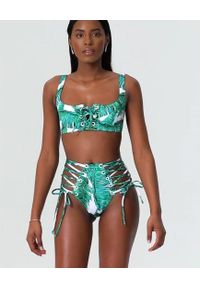 NOIRE SWIMWEAR - Dół od bikini z ozdobnymi wiązaniami Jungle. Stan: podwyższony. Kolor: zielony. Materiał: tkanina #3