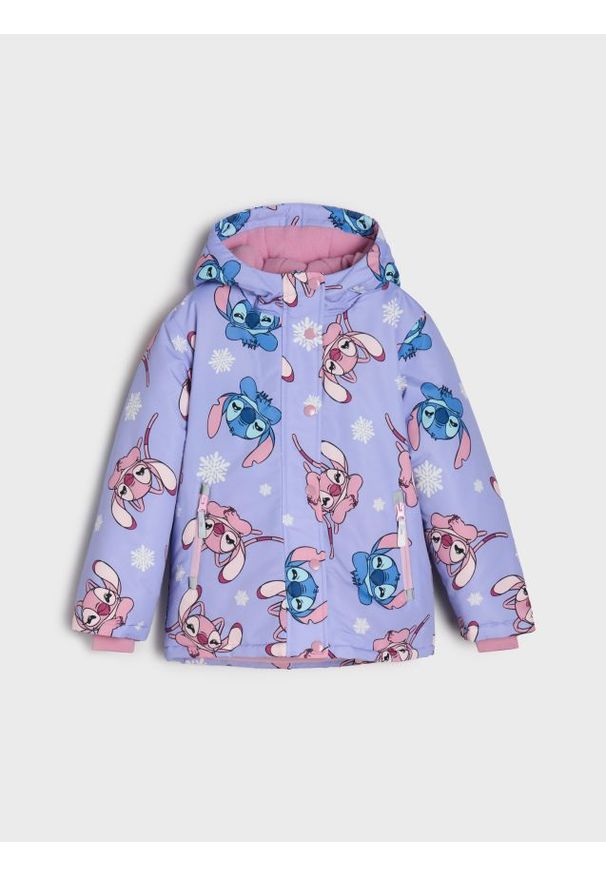 Sinsay - Kurtka puffer z kapturem Stitch - niebieski. Typ kołnierza: kaptur. Kolor: niebieski