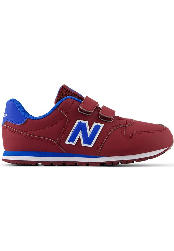 Buty dziecięce New Balance PV500CMB – bordowe. Zapięcie: rzepy. Kolor: czerwony. Materiał: syntetyk, materiał. Szerokość cholewki: normalna. Sport: turystyka piesza