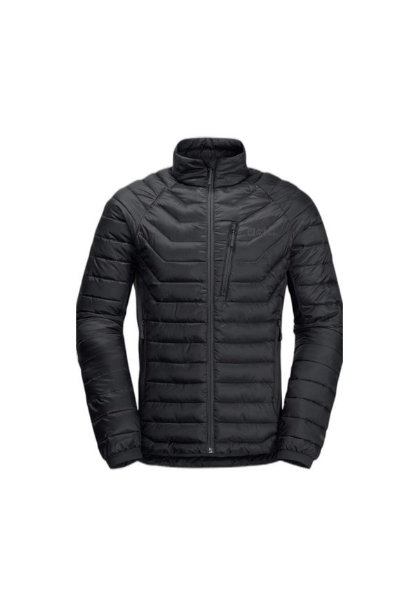 Kurtka puchowa Jack Wolfskin Routeburn Pro Ins. Typ kołnierza: golf. Kolor: czarny. Materiał: syntetyk, puch. Sport: golf, turystyka piesza