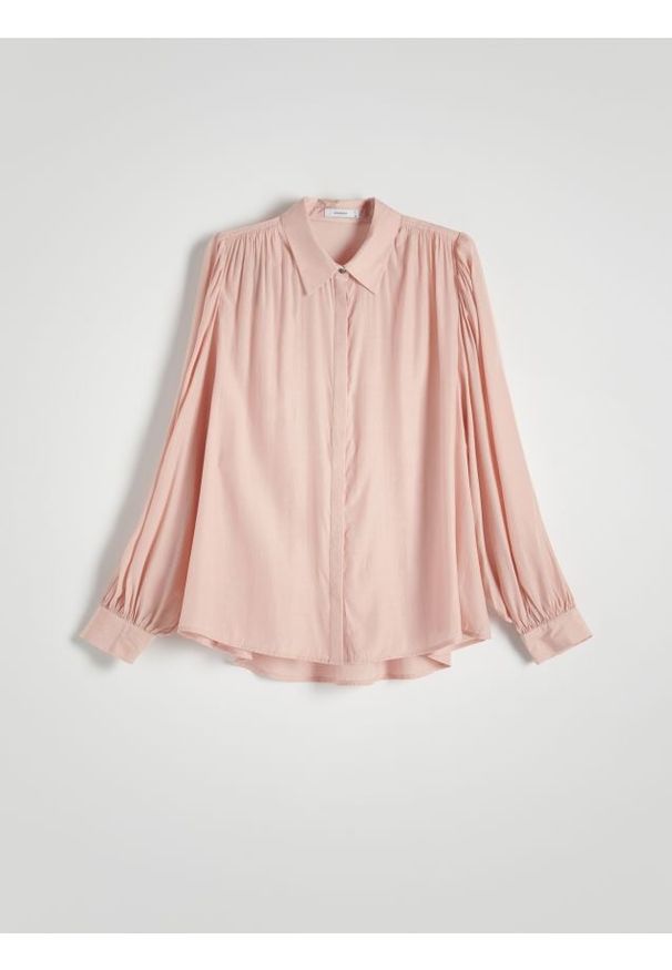 Reserved - Koszula z wiskozą - różowy. Kolor: różowy. Materiał: wiskoza. Wzór: gładki