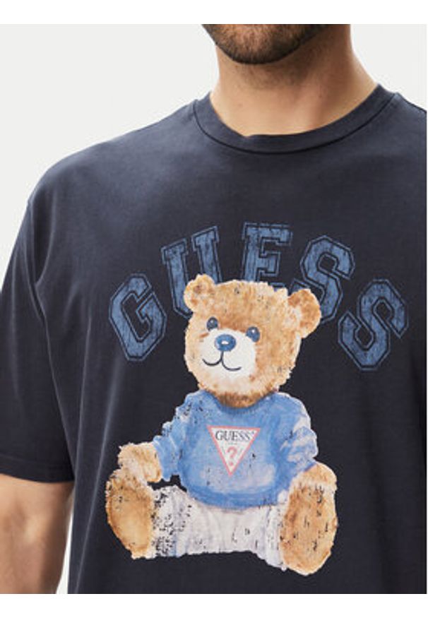 Guess T-Shirt 182885 Niebieski Classic Fit. Kolor: niebieski. Materiał: bawełna