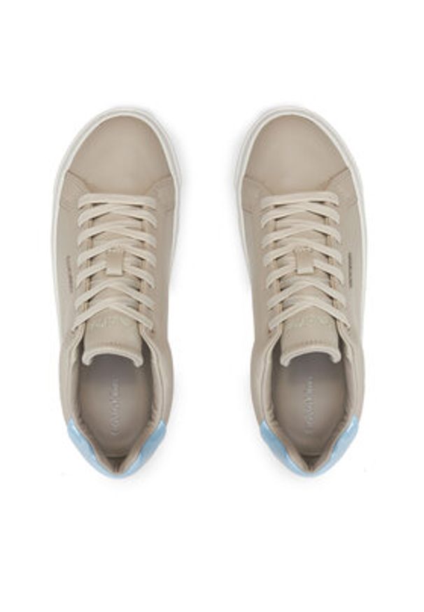 Calvin Klein Sneakersy Cupsole Lace Up W/Ml Lth HW0HW02119 Beżowy. Kolor: beżowy. Materiał: skóra