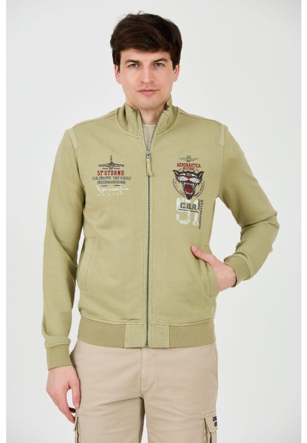 Aeronautica Militare - AERONAUTICA MILITARE Zielona męska bluza Embroidered 51st, Rozmiar M. Kolor: zielony