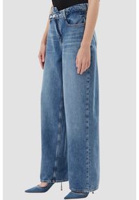 Guess - GUESS Niebieskie jeansy damskie z szeroką nogawką, Rozmiar XS. Okazja: na co dzień. Stan: podwyższony. Kolor: niebieski. Styl: klasyczny, casual #1