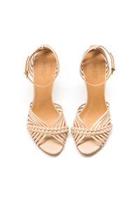 Kazar - Beżowe sandały damskie. Kolor: beżowy. Materiał: skóra #8