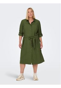 ONLY Carmakoma Sukienka koszulowa 15285282 Zielony Regular Fit. Kolor: zielony. Materiał: wiskoza. Typ sukienki: koszulowe
