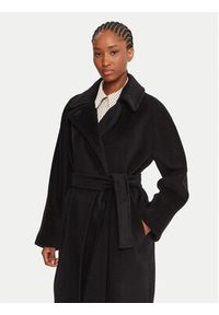 Marella Płaszcz wełniany English 2523016142 Czarny Regular Fit. Kolor: czarny. Materiał: wełna
