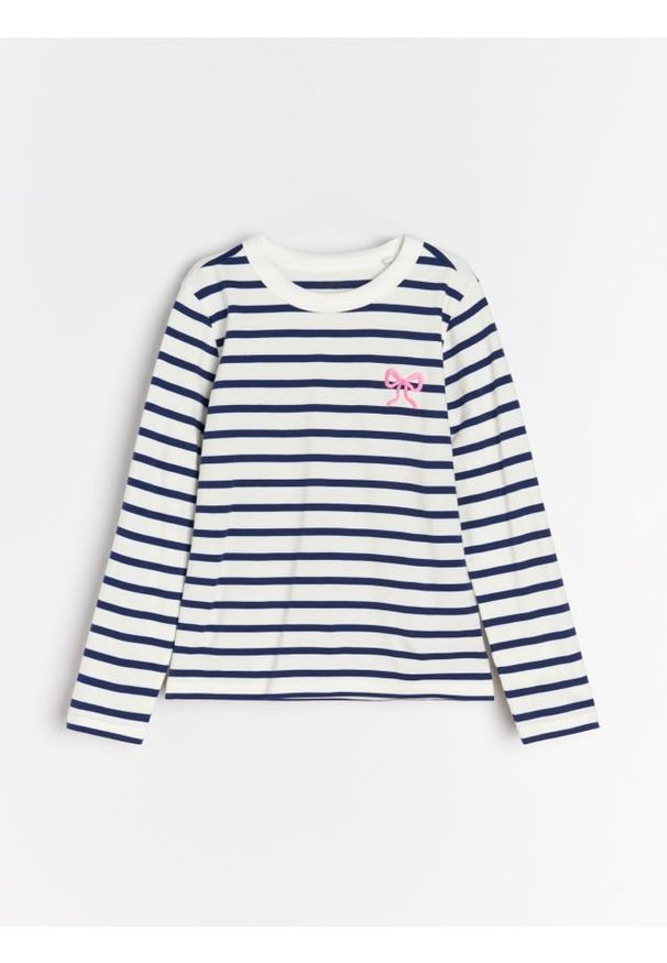 Sinsay - Koszulka z długimi rękawami - granatowy. Kolor: niebieski. Długość rękawa: długi rękaw. Długość: długie