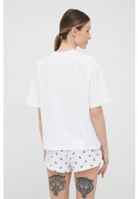 Karl Lagerfeld piżama damska kolor biały. Kolor: biały. Materiał: materiał, dzianina. Długość: krótkie. Wzór: aplikacja