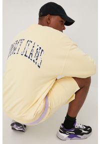 Tommy Jeans bluza męska kolor żółty z aplikacją. Kolor: żółty. Materiał: bawełna, materiał. Wzór: aplikacja