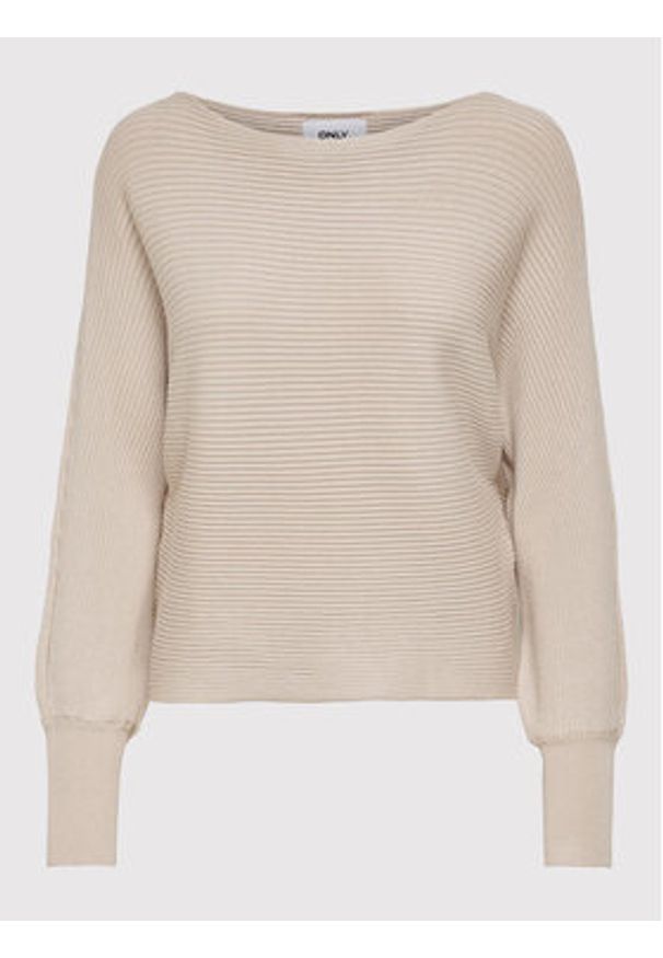 only - ONLY Sweter Adaline 15226298 Beżowy Relaxed Fit. Kolor: beżowy. Materiał: wiskoza