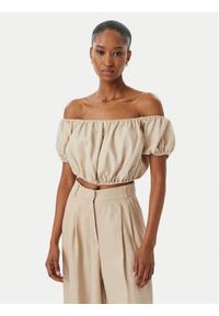 Guess Bluzka W6GHA1 W2447 Beżowy Regular Fit. Kolor: beżowy. Materiał: len #1