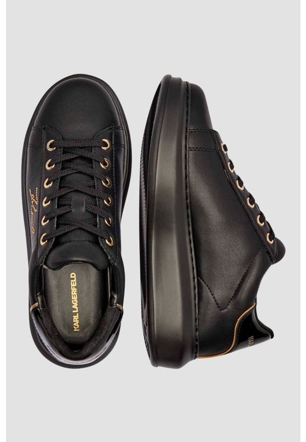 Karl Lagerfeld - KARL LAGERFELD Czarne damskie sneakersy KAPRI Rhinestone Karl Trim, Rozmiar 41. Kolor: czarny. Materiał: materiał. Wzór: napisy, aplikacja