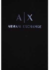 Armani Exchange Bluza damska kolor czarny z kapturem z aplikacją. Typ kołnierza: kaptur. Kolor: czarny. Materiał: dzianina. Wzór: aplikacja