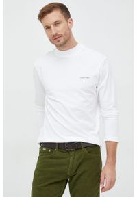 Calvin Klein longsleeve męski kolor biały gładki. Okazja: na co dzień. Kolor: biały. Długość rękawa: długi rękaw. Wzór: gładki. Styl: casual #2