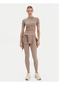 Guess T-Shirt V5BP07 K2000 Brązowy Slim Fit. Kolor: brązowy. Materiał: syntetyk #3