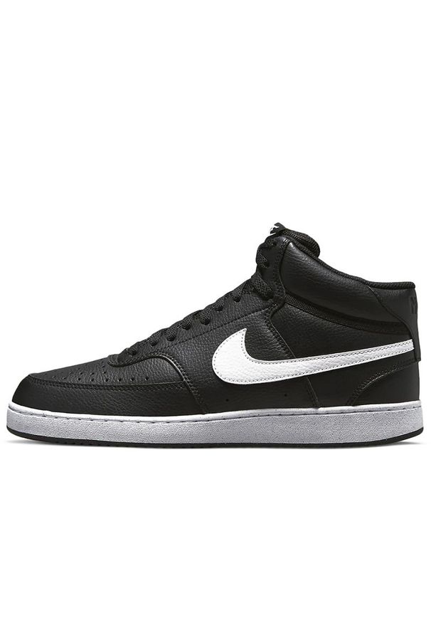 Buty Nike Court Vision Mid Next Nature DN3577-001 - czarne. Zapięcie: sznurówki. Kolor: czarny. Materiał: materiał, skóra, syntetyk, guma. Szerokość cholewki: normalna. Sezon: lato. Model: Nike Court