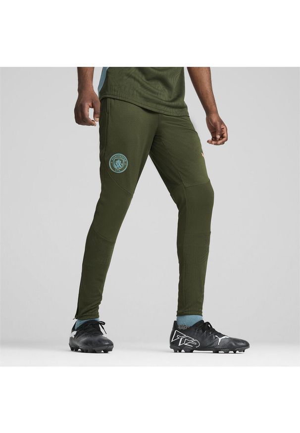 Puma - Męskie spodnie treningowe Manchester City PUMA Myrtle Bold Blue Green. Kolor: zielony, niebieski, wielokolorowy. Materiał: dresówka. Sport: piłka nożna