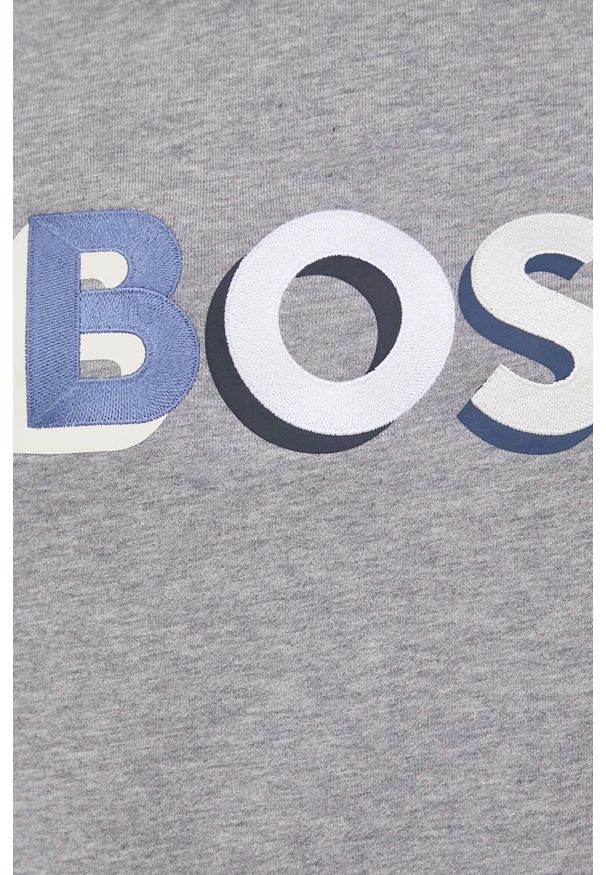 BOSS bluza bawełniana BOSS CASUAL męska kolor szary z aplikacją. Okazja: na co dzień. Kolor: szary. Materiał: bawełna. Wzór: aplikacja. Styl: casual