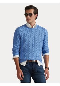 Polo Ralph Lauren Sweter 710775885006 Niebieski Regular Fit. Typ kołnierza: polo. Kolor: niebieski. Materiał: bawełna