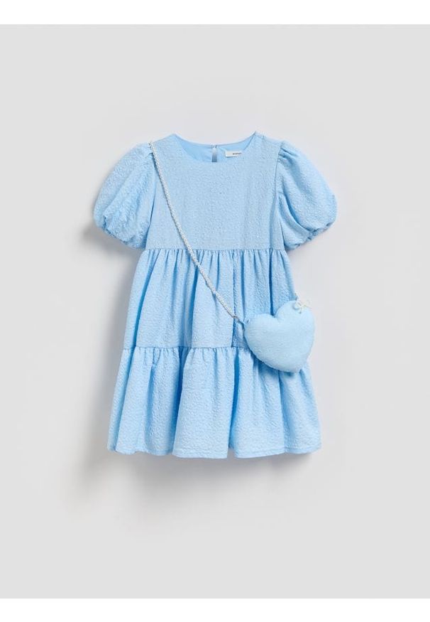 Reserved - Sukienka z torebką - jasnoniebieski. Kolor: niebieski. Materiał: tkanina