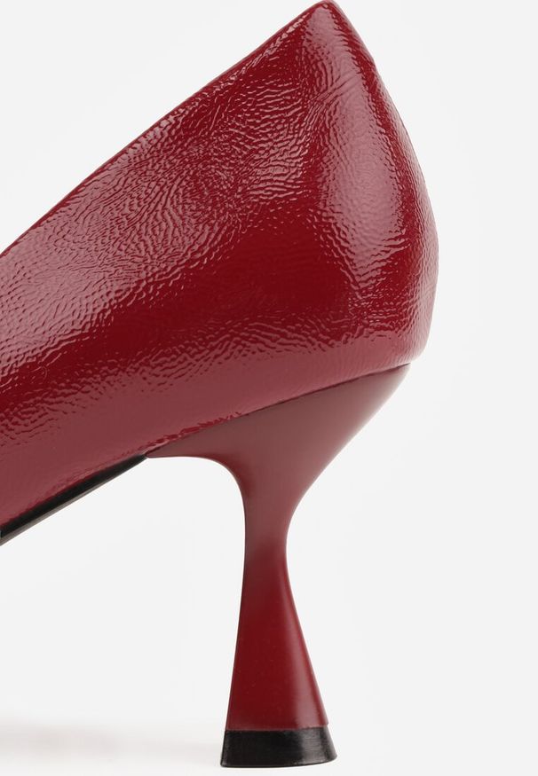 Renee - Bordowe Eleganckie Czółenka Vices na Klepsydrze ze Skórzaną Wkładką Dedvire. Okazja: na wesele, na ślub cywilny. Kolor: czerwony. Materiał: skóra. Obcas: na obcasie. Styl: elegancki. Wysokość obcasa: średni