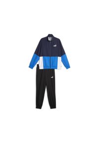 Tkany dres Puma. Kolor: niebieski. Materiał: dresówka. Sport: fitness #1