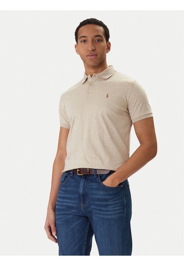 Polo Ralph Lauren Polo 710704319502 Beżowy Custom Slim Fit. Typ kołnierza: polo. Kolor: beżowy. Materiał: bawełna