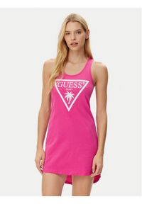 Guess Sukienka codzienna E3GP03 JA914 Czerwony Regular Fit. Okazja: na co dzień. Kolor: czerwony. Materiał: bawełna. Typ sukienki: proste. Styl: casual