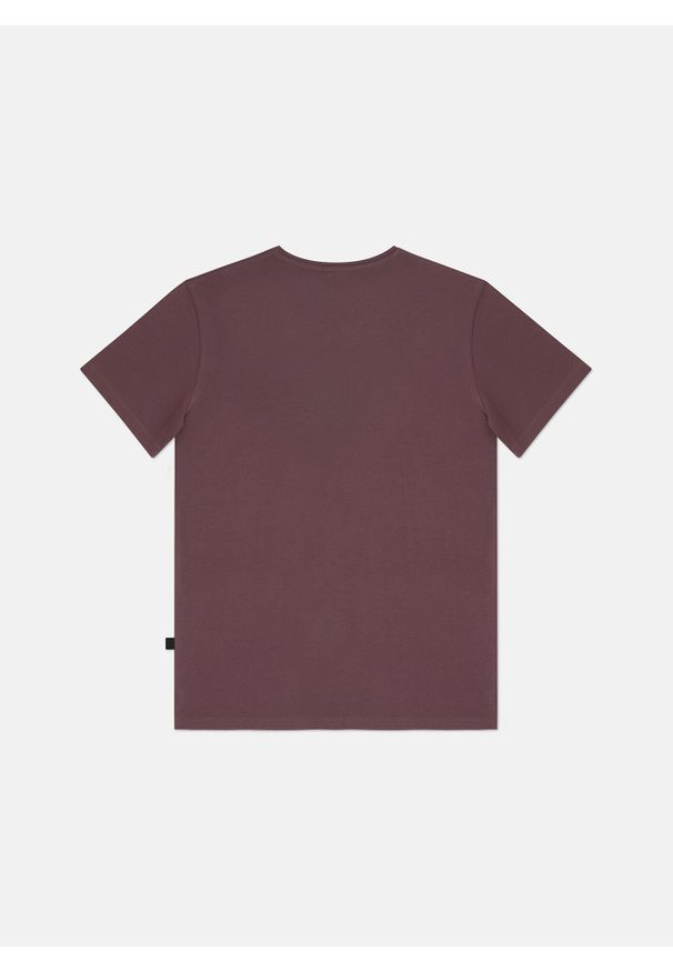 Pako Lorente - PAKO LORENTE – Bordowy gładki t-shirt v-neck. Kolor: czerwony. Materiał: elastan, bawełna. Wzór: gładki