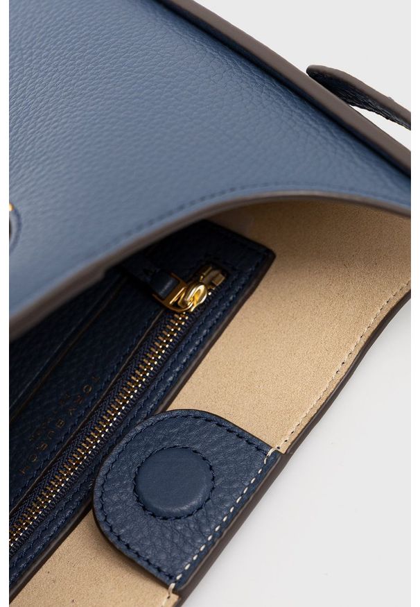 Tory Burch Torebka skórzana. Kolor: niebieski. Materiał: skórzane. Rodzaj torebki: na ramię