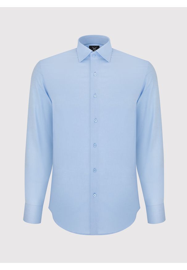 Pako Lorente - PAKO LORENTE – Gładka elegancka koszula męska w kolorze błękitnym. Typ kołnierza: kołnierzyk klasyczny. Kolor: niebieski. Materiał: bawełna. Długość rękawa: długi rękaw. Długość: długie. Wzór: gładki. Styl: elegancki