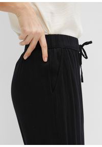 bonprix - Spodnie z gumką w talii, z wiskozy. Kolekcja: petite. Kolor: czarny. Materiał: wiskoza #3
