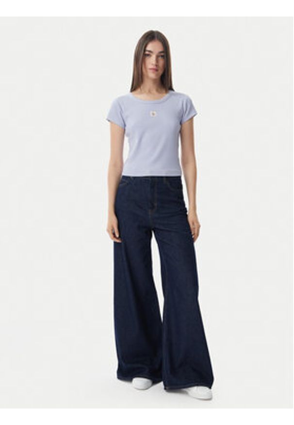 Calvin Klein Jeans T-Shirt LV047C200G Niebieski jasny Slim Fit. Kolor: niebieski. Materiał: bawełna
