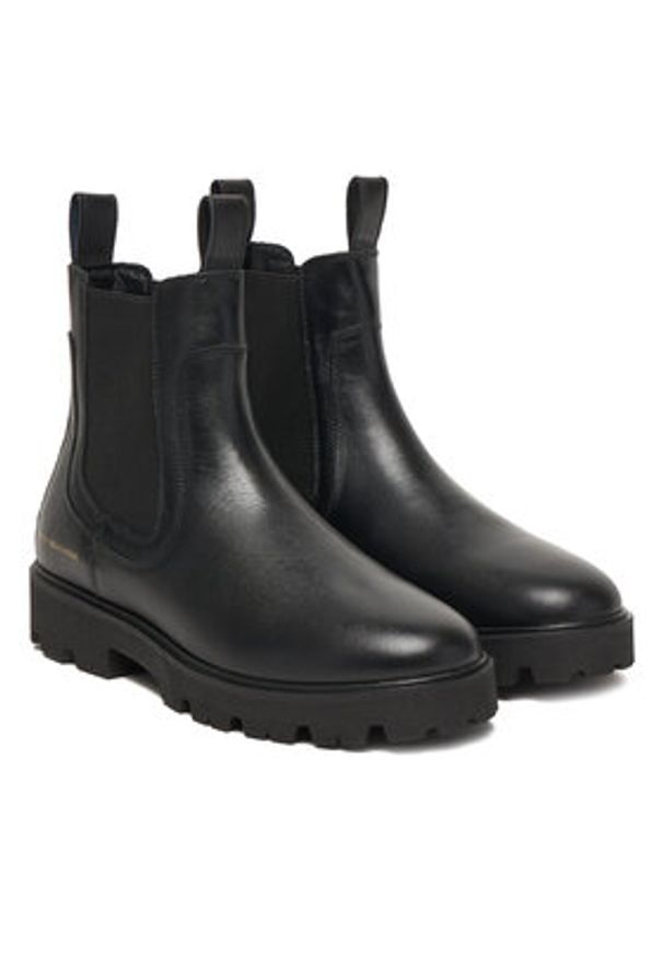 TOMMY HILFIGER - Tommy Hilfiger Sztyblety Lthr Low Chelsea FW0FW08775 Czarny. Kolor: czarny. Materiał: skóra