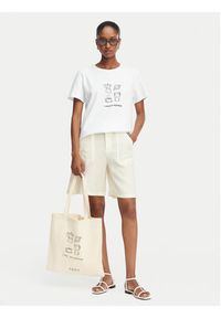 Marella T-Shirt Gola 2615971072 Écru Regular Fit. Kolor: kremowy. Materiał: bawełna #4