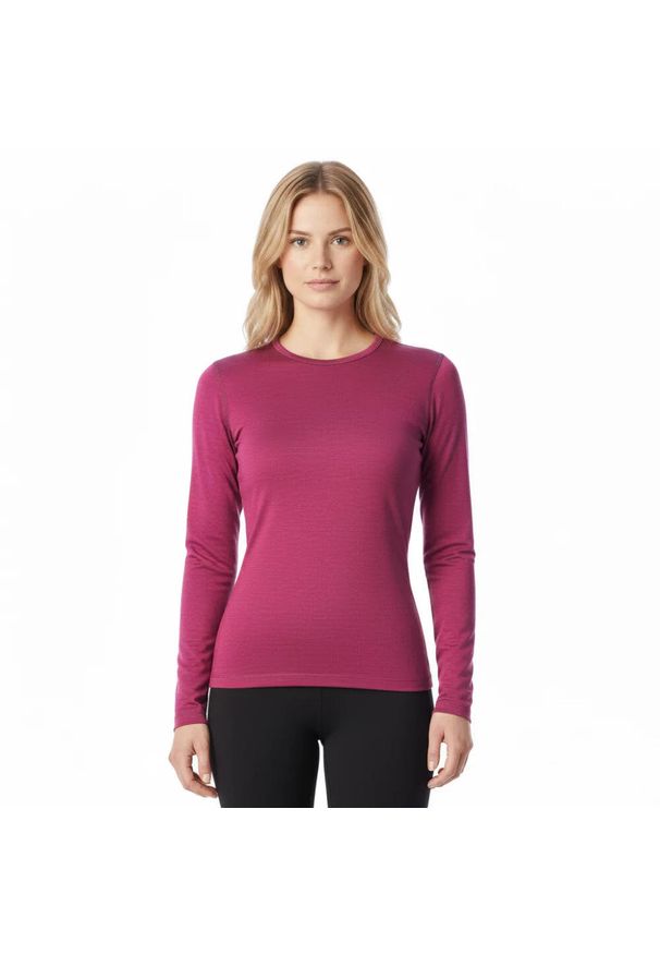 FJORK MERINO - Koszulka z długim rękawem damska 100% wełny merynosów - Bjork 210. Kolor: różowy. Materiał: wełna. Długość rękawa: długi rękaw. Długość: długie. Sezon: zima. Sport: narciarstwo